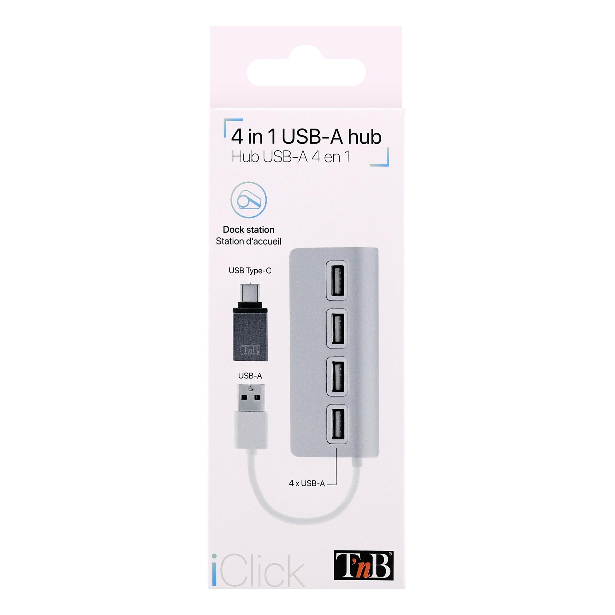 TNB HUB autoalimentado USB 2.0 de 4 puertos - aluminio