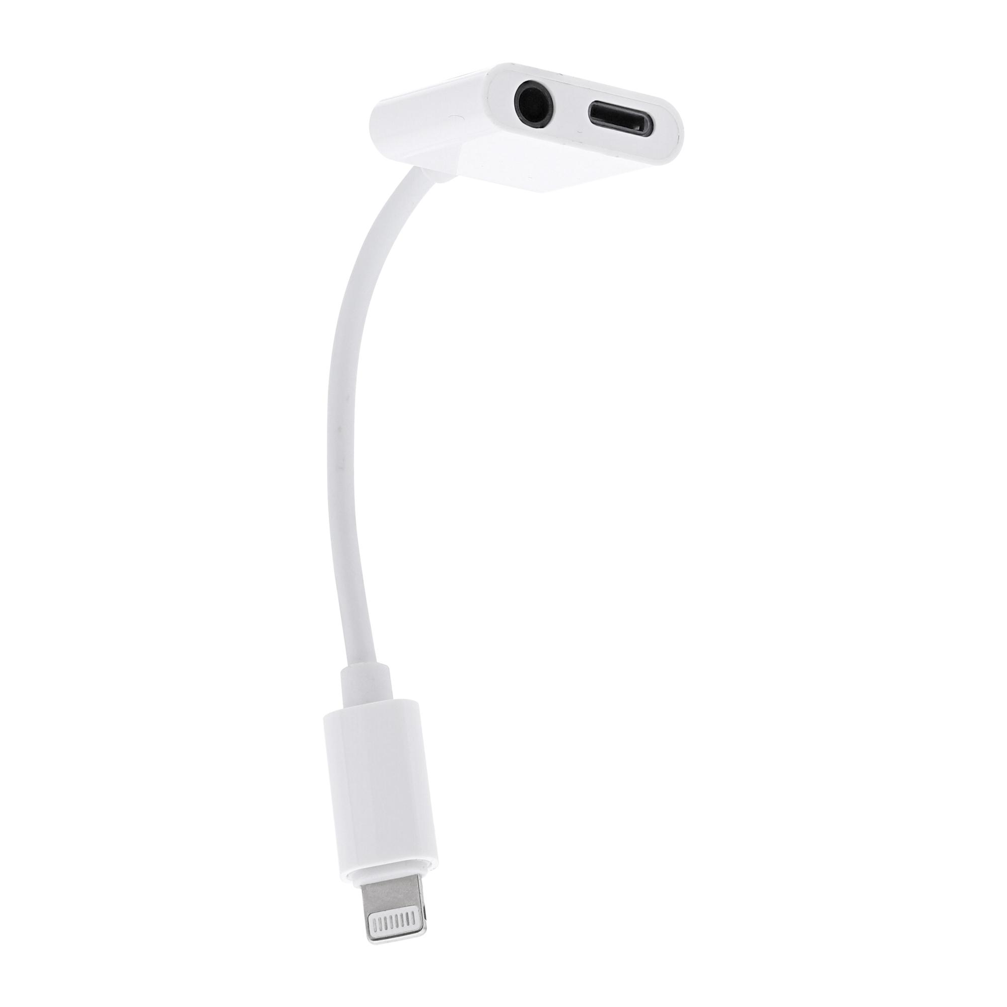 TNB WAY - Adaptador Lightning a jack de 3,5 mm hembra + Lightning hembra - blanco