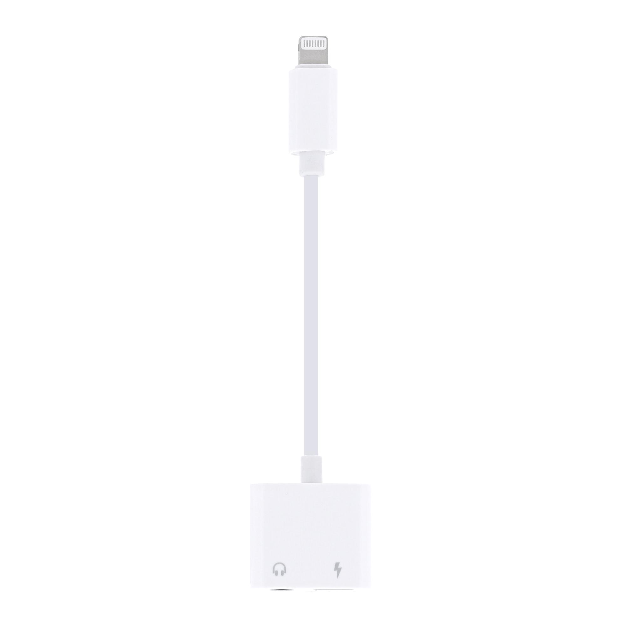 TNB WAY - Adaptador Lightning a jack de 3,5 mm hembra + Lightning hembra - blanco