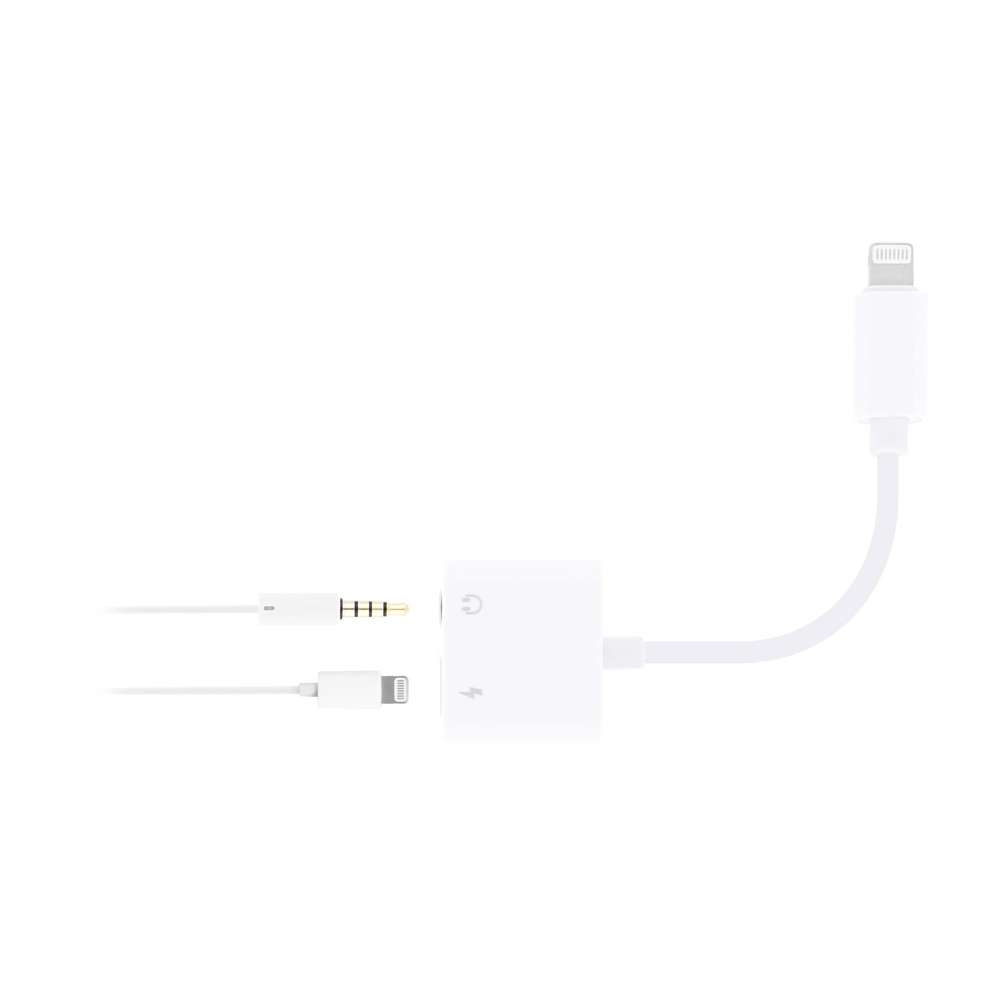 TNB WAY - Adaptador Lightning a jack de 3,5 mm hembra + Lightning hembra - blanco