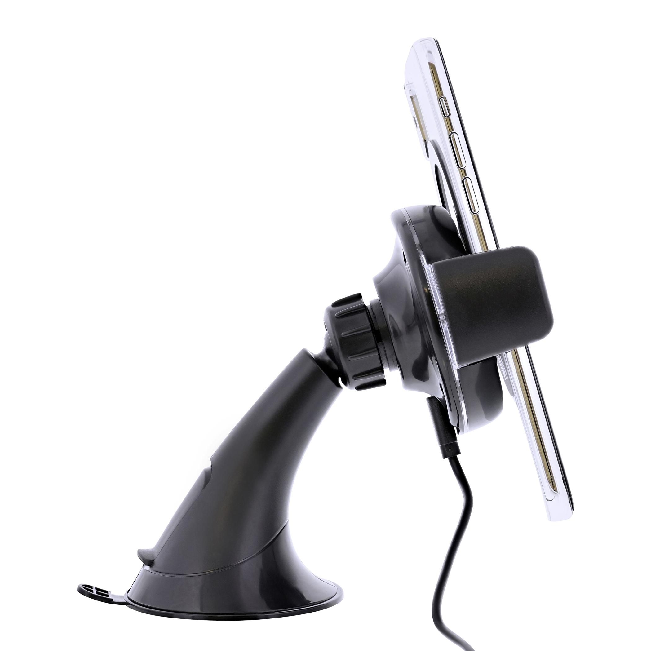 TNB WAY - Cargador de coche de inducción de 10W, soportes 2 en 1 + cable micro USB integrado - Negro