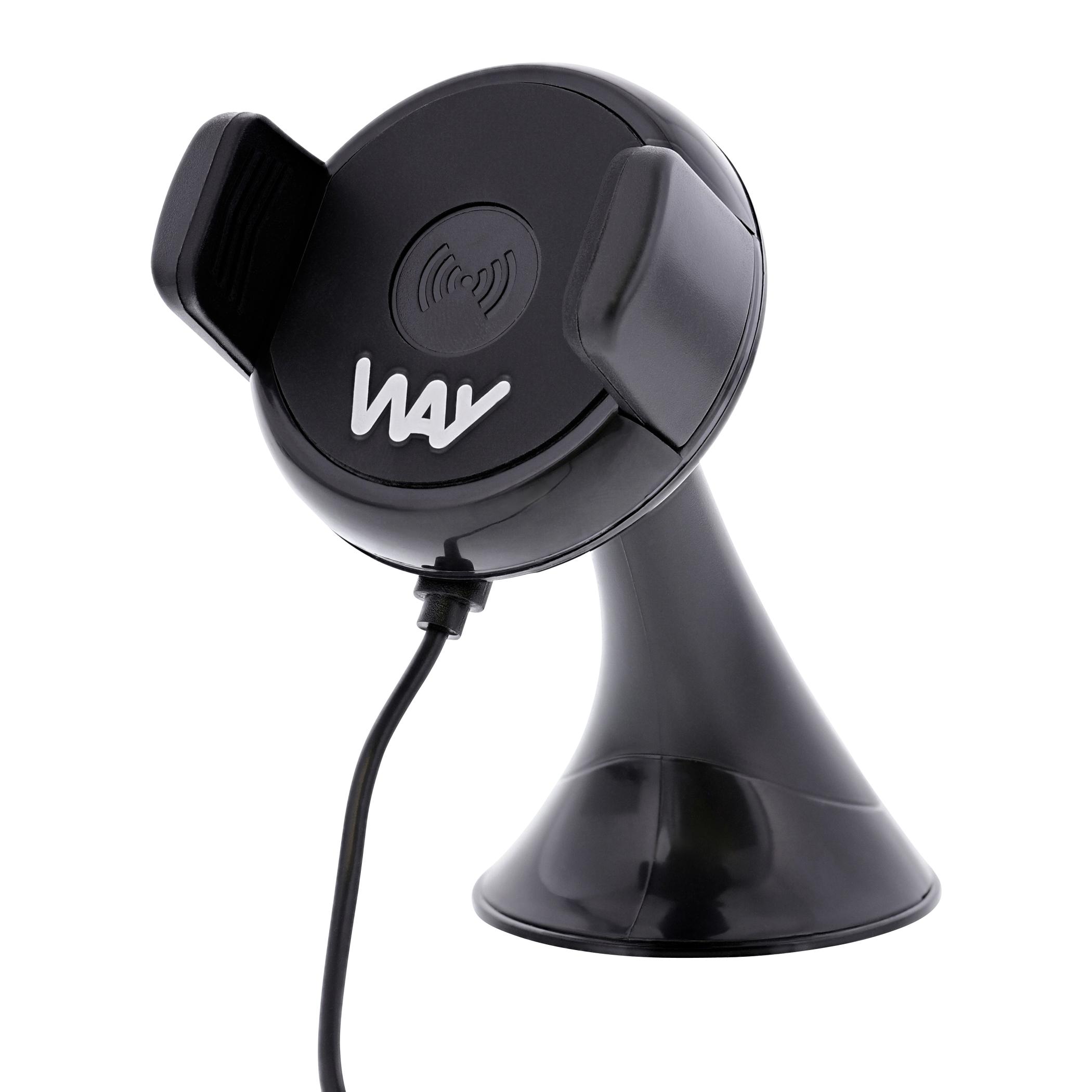 TNB WAY - Cargador de coche de inducción de 10W, soportes 2 en 1 + cable micro USB integrado - Negro
