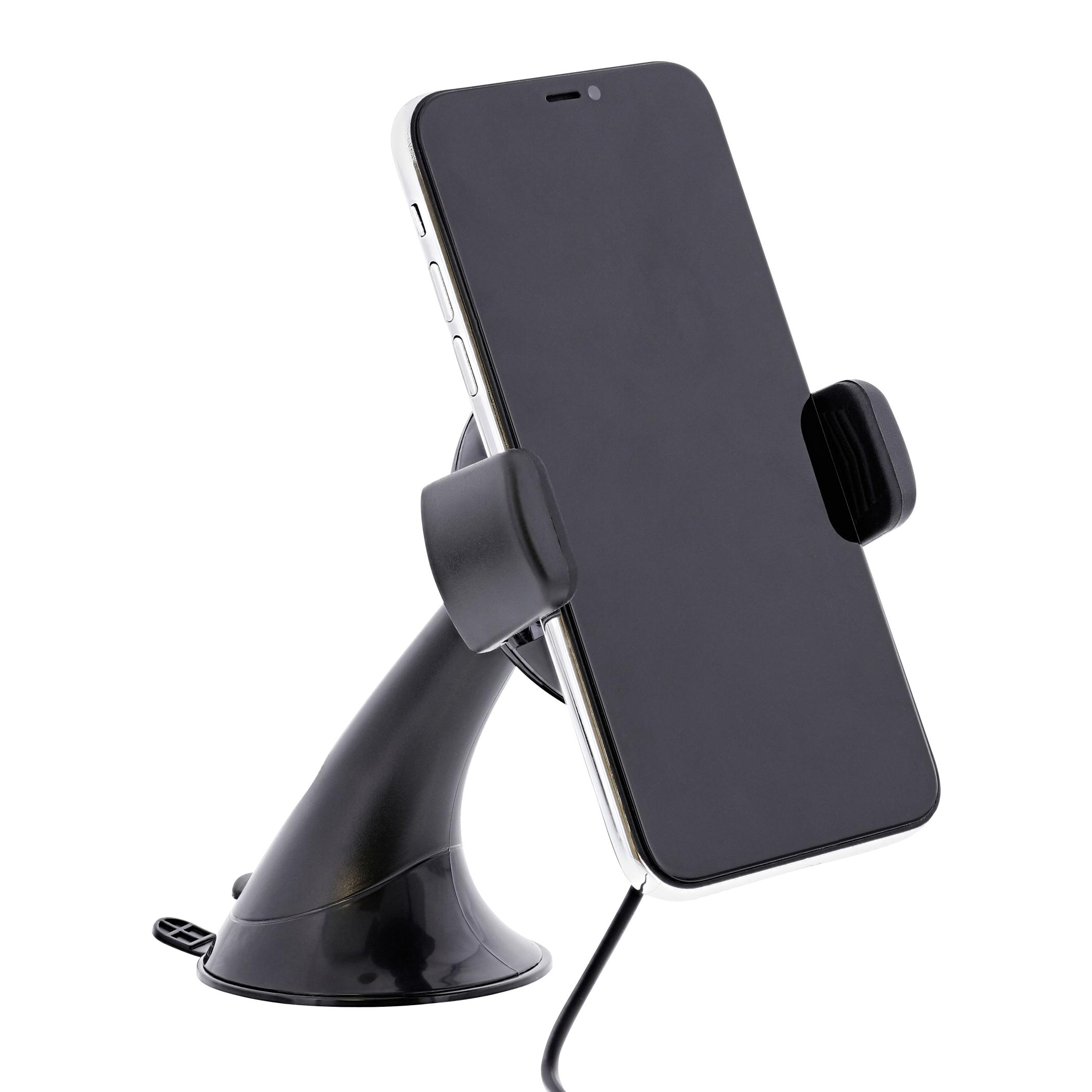 TNB WAY - Cargador de coche de inducción de 10W, soportes 2 en 1 + cable micro USB integrado - Negro
