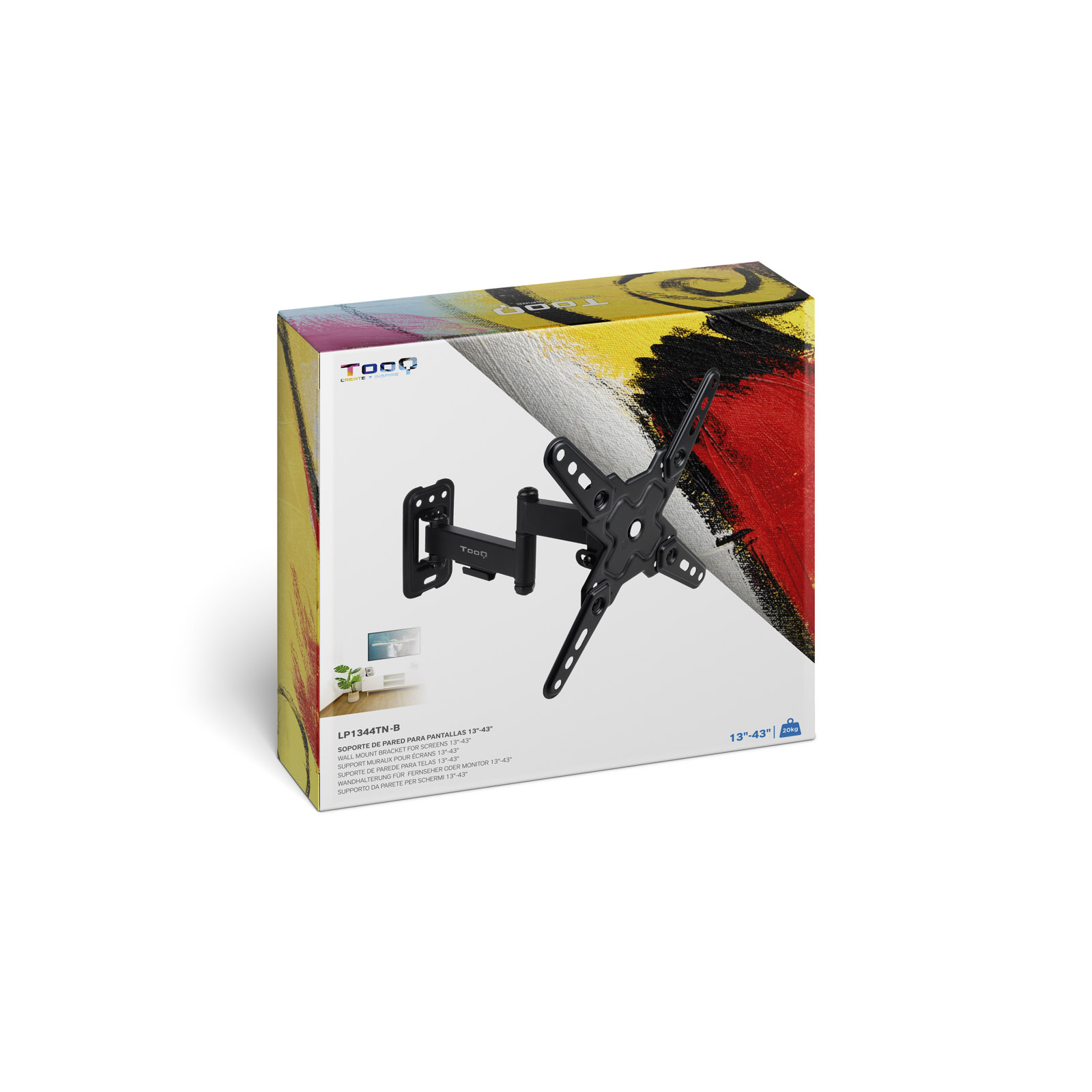 TOOQ SOPORTE PARED PANTALLAS 13-43" GIRA/INCLI NEGRO