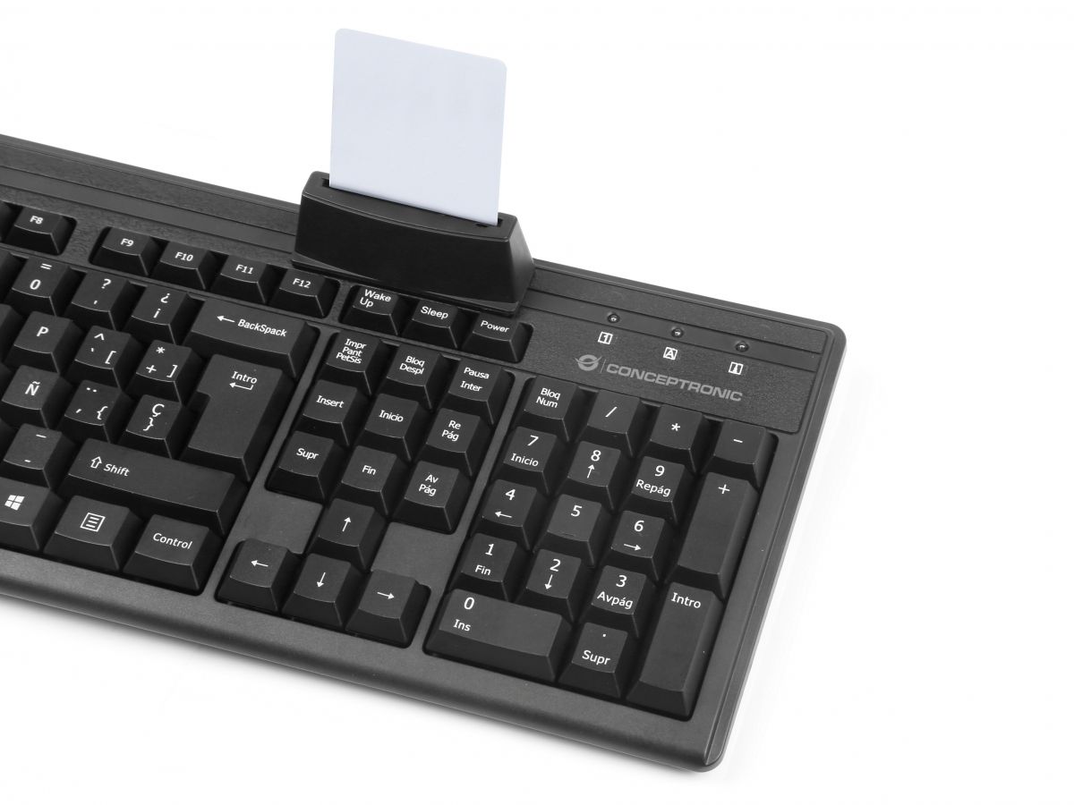 CONCEPTRONIC Teclado USB ES con Lector de Tarjetas de Identificacion Inteligente