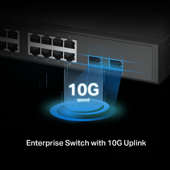 TP-LINK Switch Omada L2+ de 16 puertos a 2.5G y 2 SFP+ a 10G, con 8 PoE+