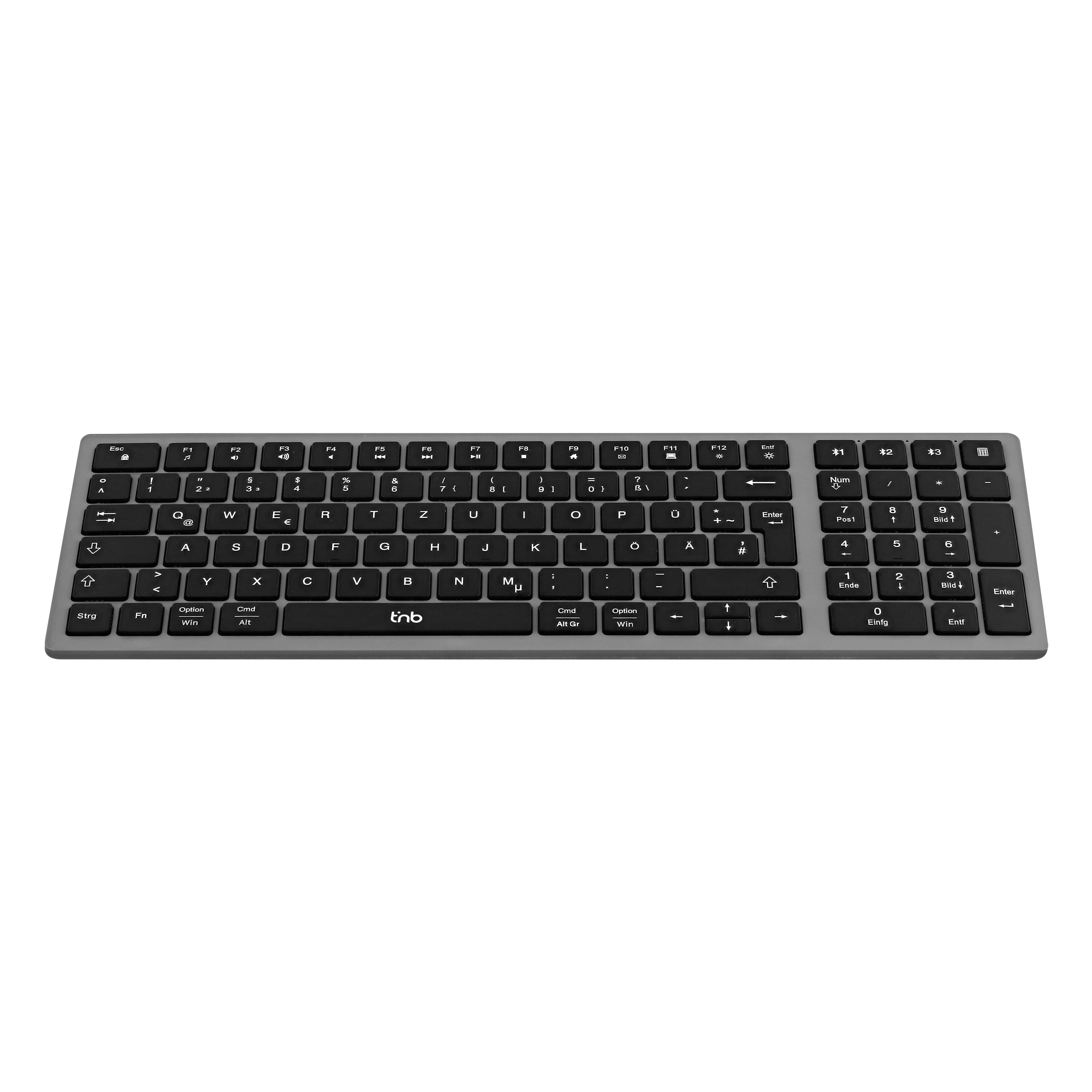 TNB iClick - Teclado Bluetooth recargable ultra fino  Conecta hasta 3 oredenadores a la vez.-color gris