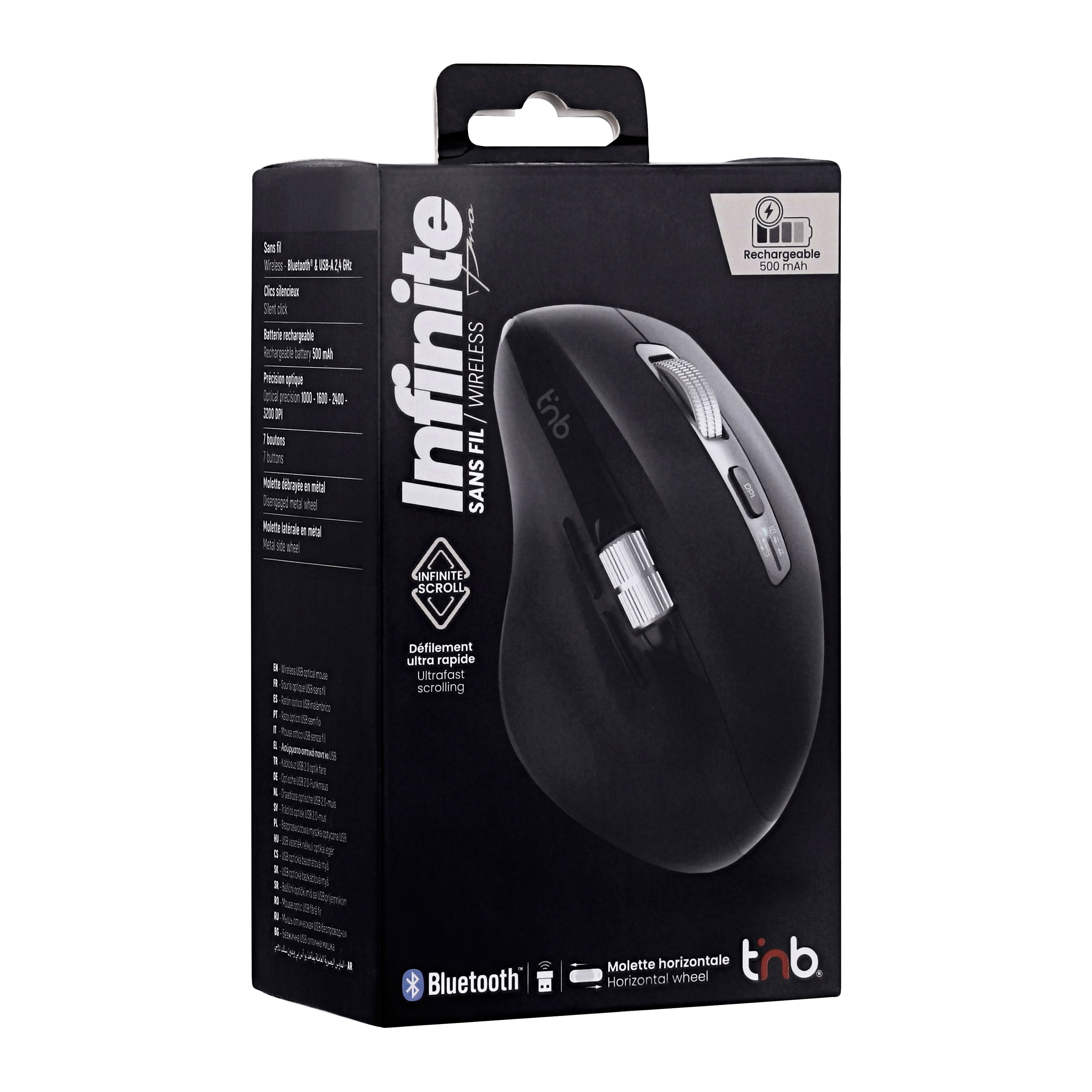 TNB INFINITE - raton inalambrico recargable con scroll infinito, silent click y scroll lateral