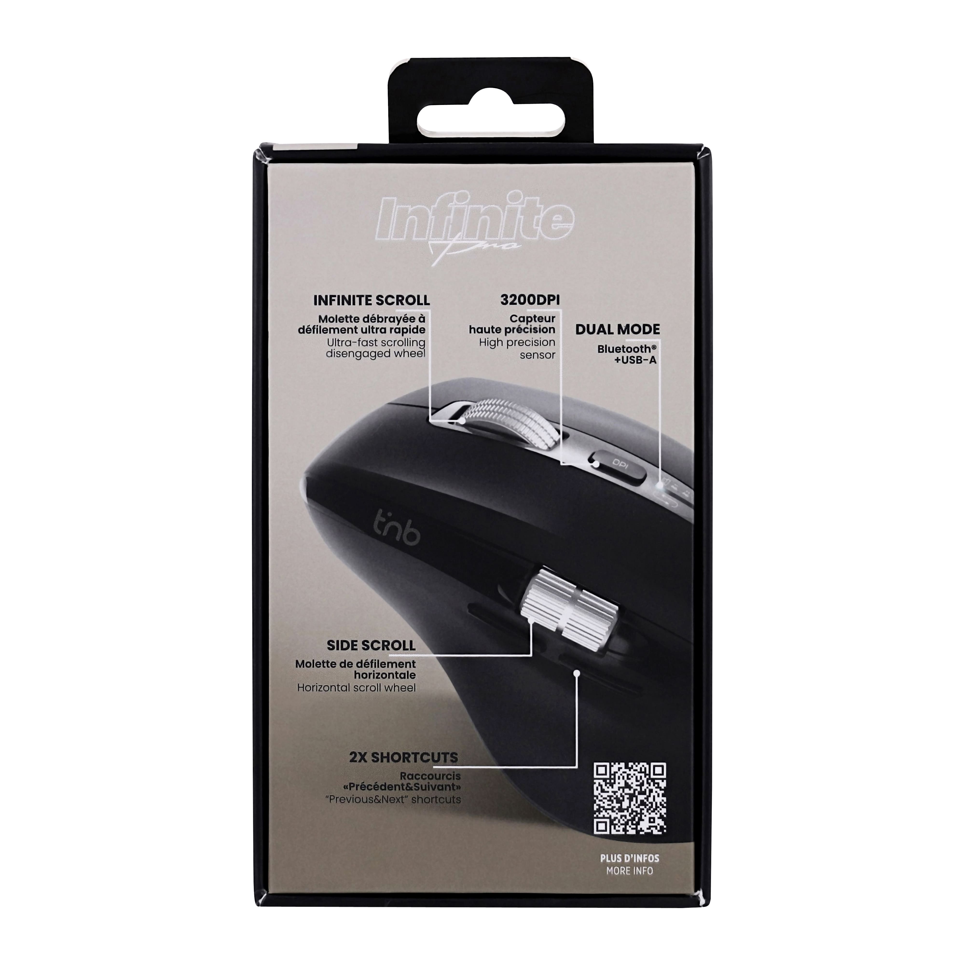 TNB INFINITE - raton inalambrico recargable con scroll infinito, silent click y scroll lateral
