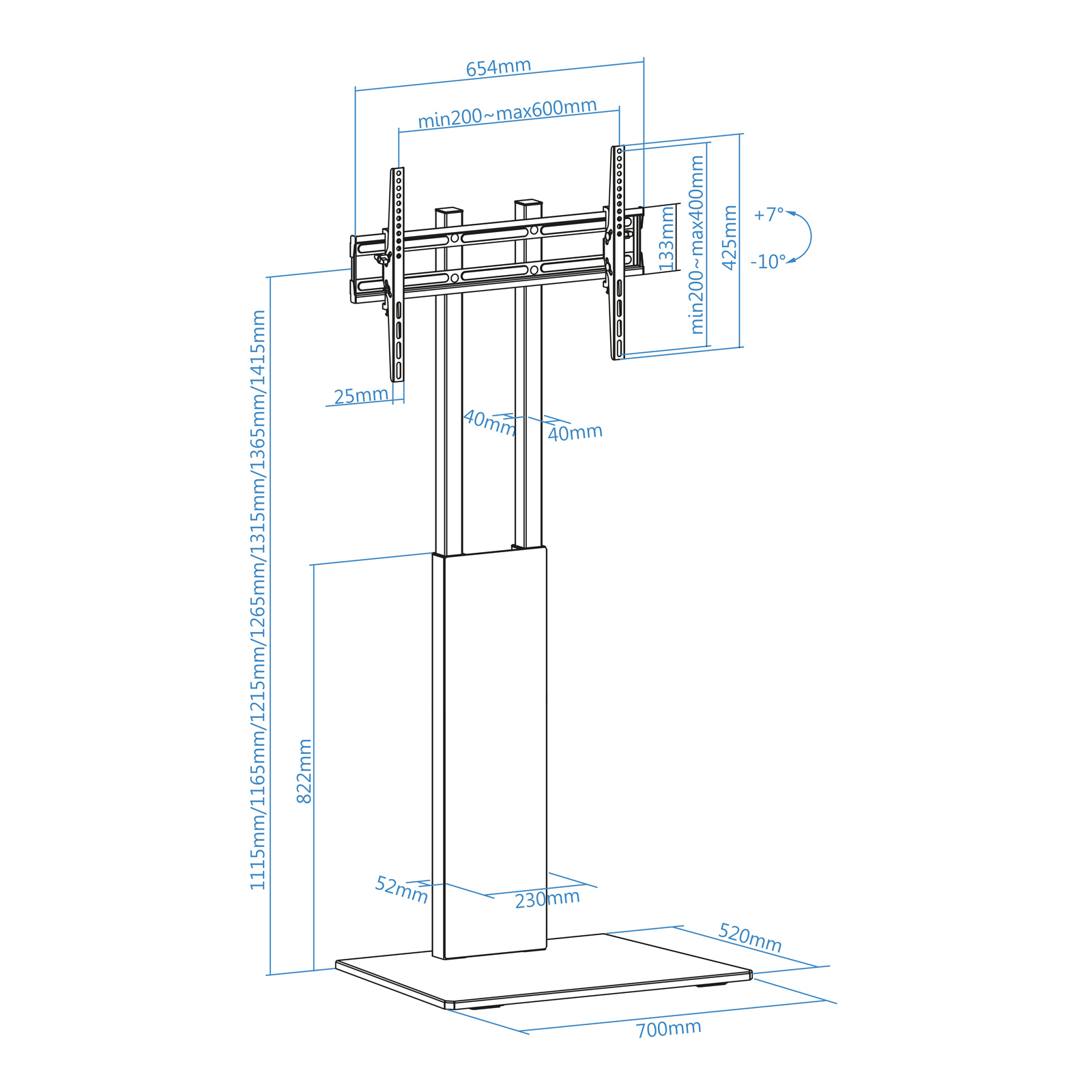 TOQQ SOPORTE SUELO "MIRROR" PARA PANTALLAS 32"-85"