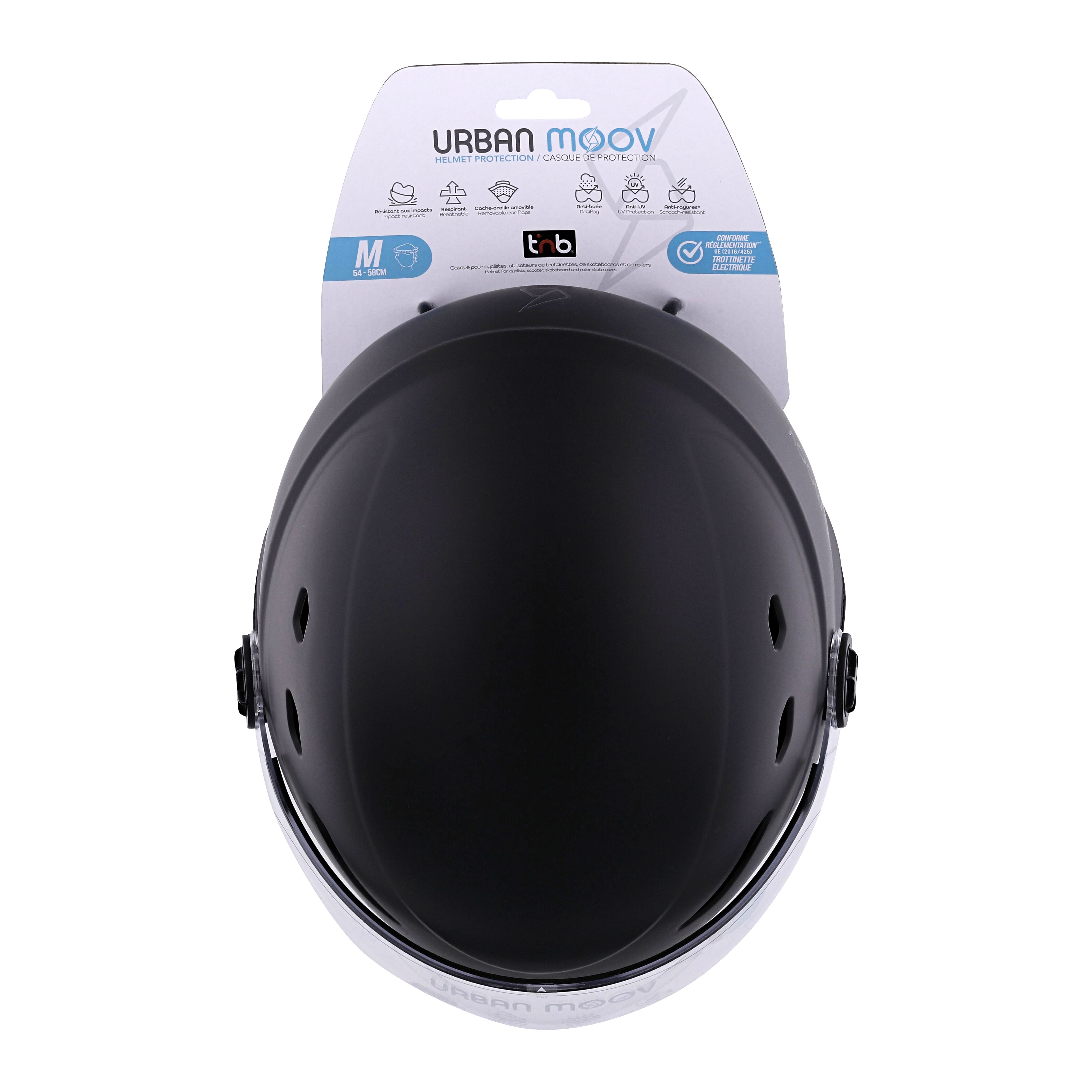 TNB URBAN MOOV Casco protector con visera y orejeras desmontables - NEGRO TALLA M