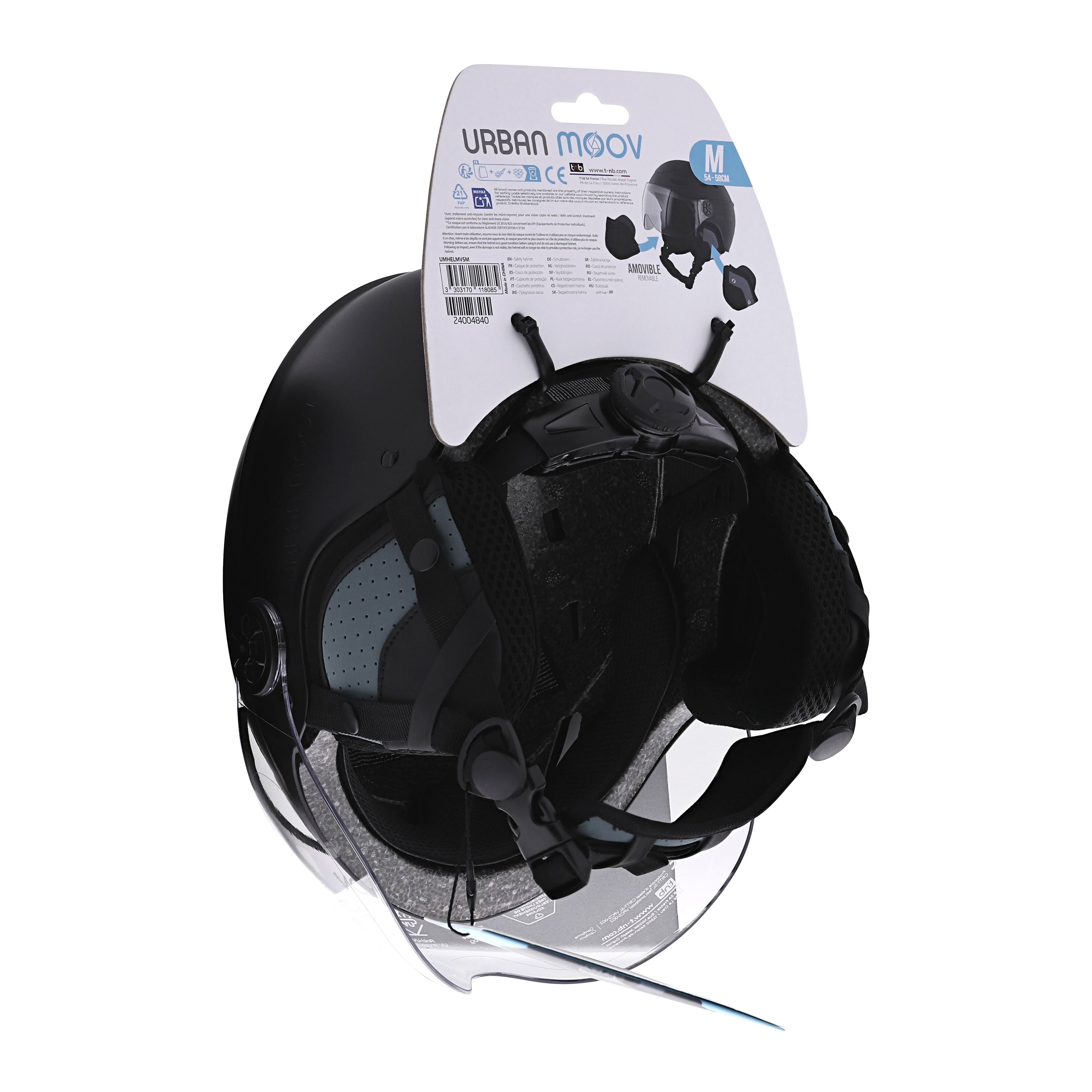 TNB URBAN MOOV Casco protector con visera y orejeras desmontables - NEGRO TALLA M
