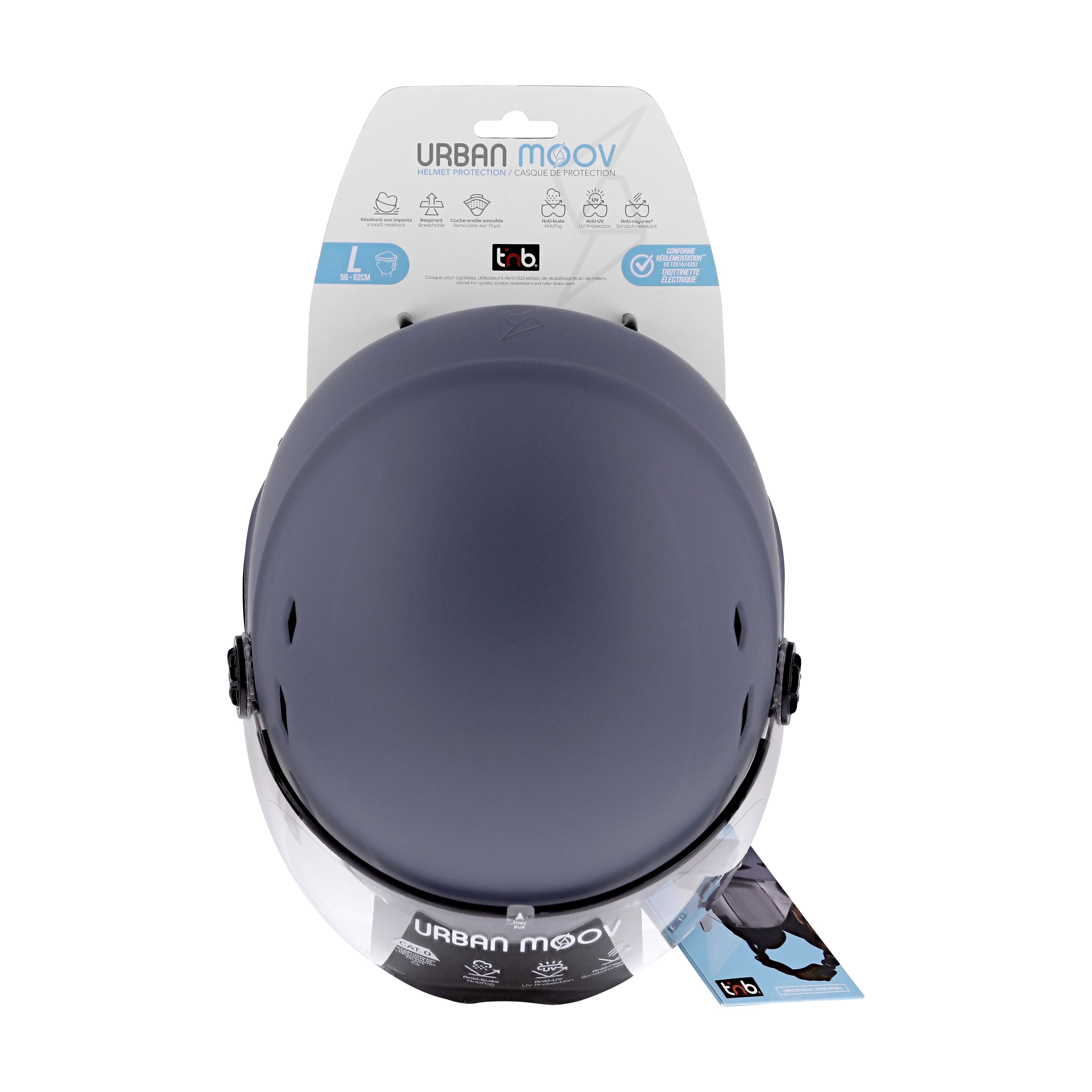TNB URBAN MOOV Casco protector con visera y orejeras desmontables - AZUL MARINO TALLA L