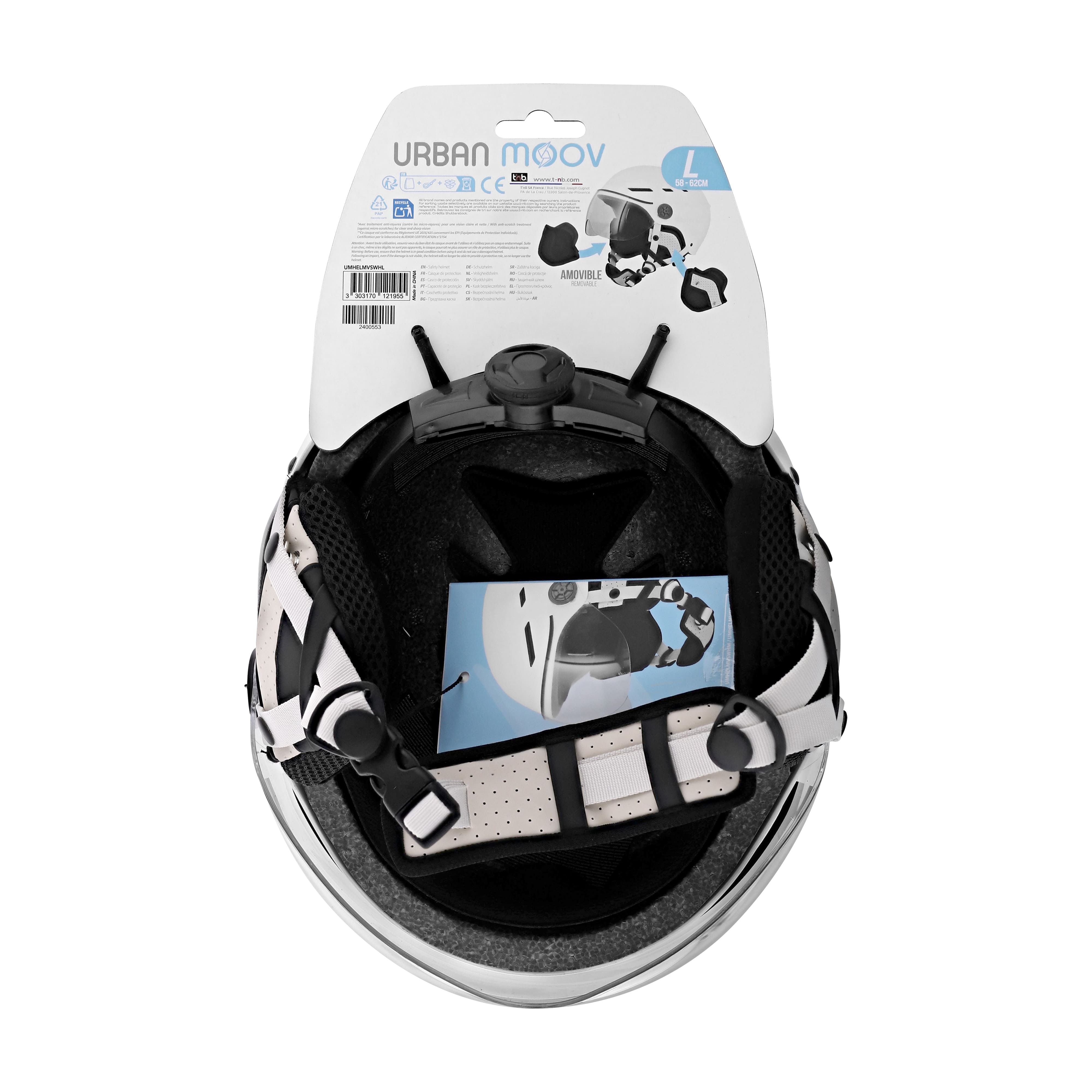 TNB URBAN MOOV Casco protector con visera y orejeras desmontables - BLANCO TALLA L