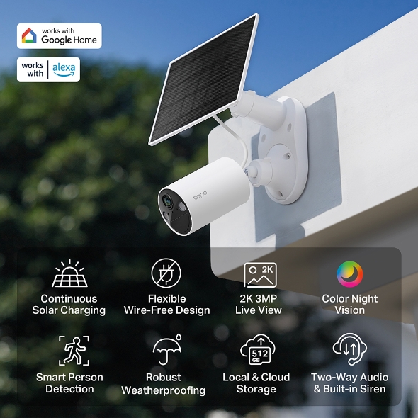 TP-LINK TAPO TC82 KITCamara de Vigilancia Wi-Fi Solar con Bateria Recargable y Deteccion IA