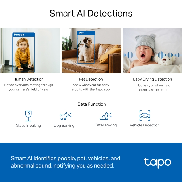 TP-LINK TAPO TC72 Camara de Vigilancia Wi-Fi de 360 Grados con Vista 2K 4MP y Deteccion IA Avanzada