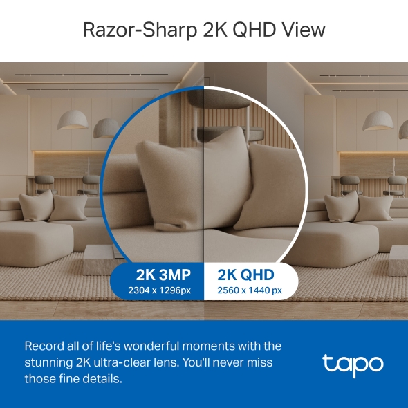 TP-LINK TAPO TC72 Camara de Vigilancia Wi-Fi de 360 Grados con Vista 2K 4MP y Deteccion IA Avanzada