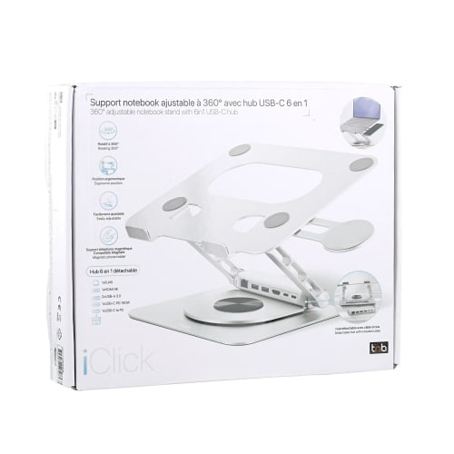 TNB Soporte metalico giratorio de 360° para portatil iClick, blanco