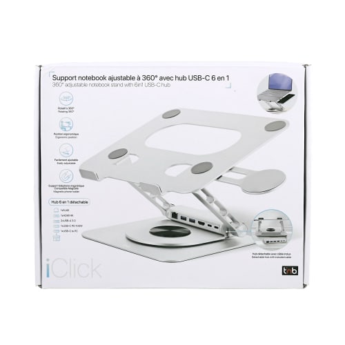 TNB Soporte metalico giratorio de 360° para portatil iClick, blanco