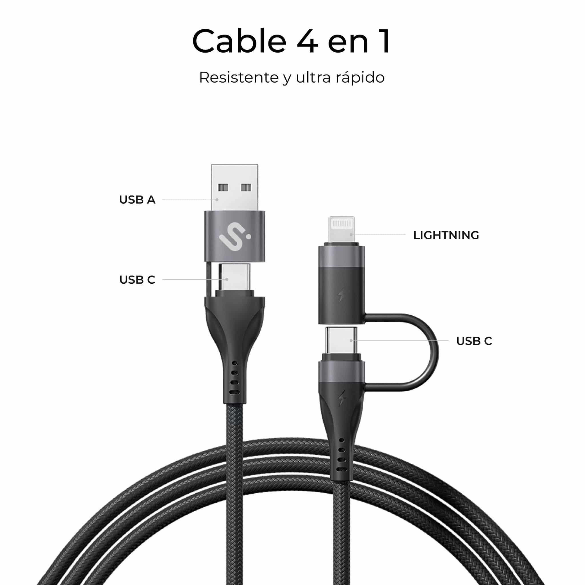 SUBBLIM CABLE TOP 4IN1 60W C-C-L-A 1,2m