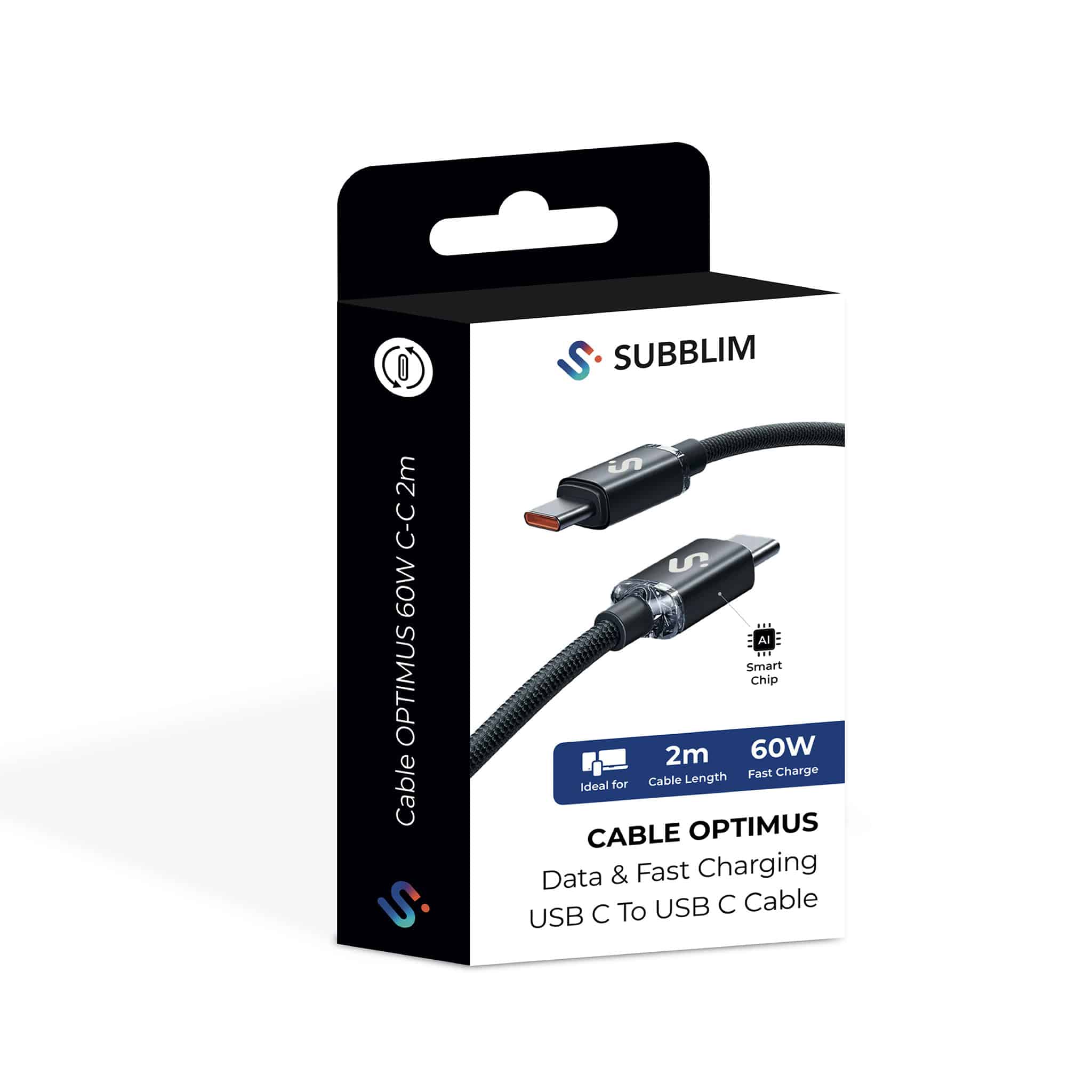 SUBBLIM CABLE OPTIMUS 60W C-C 2m BLACK