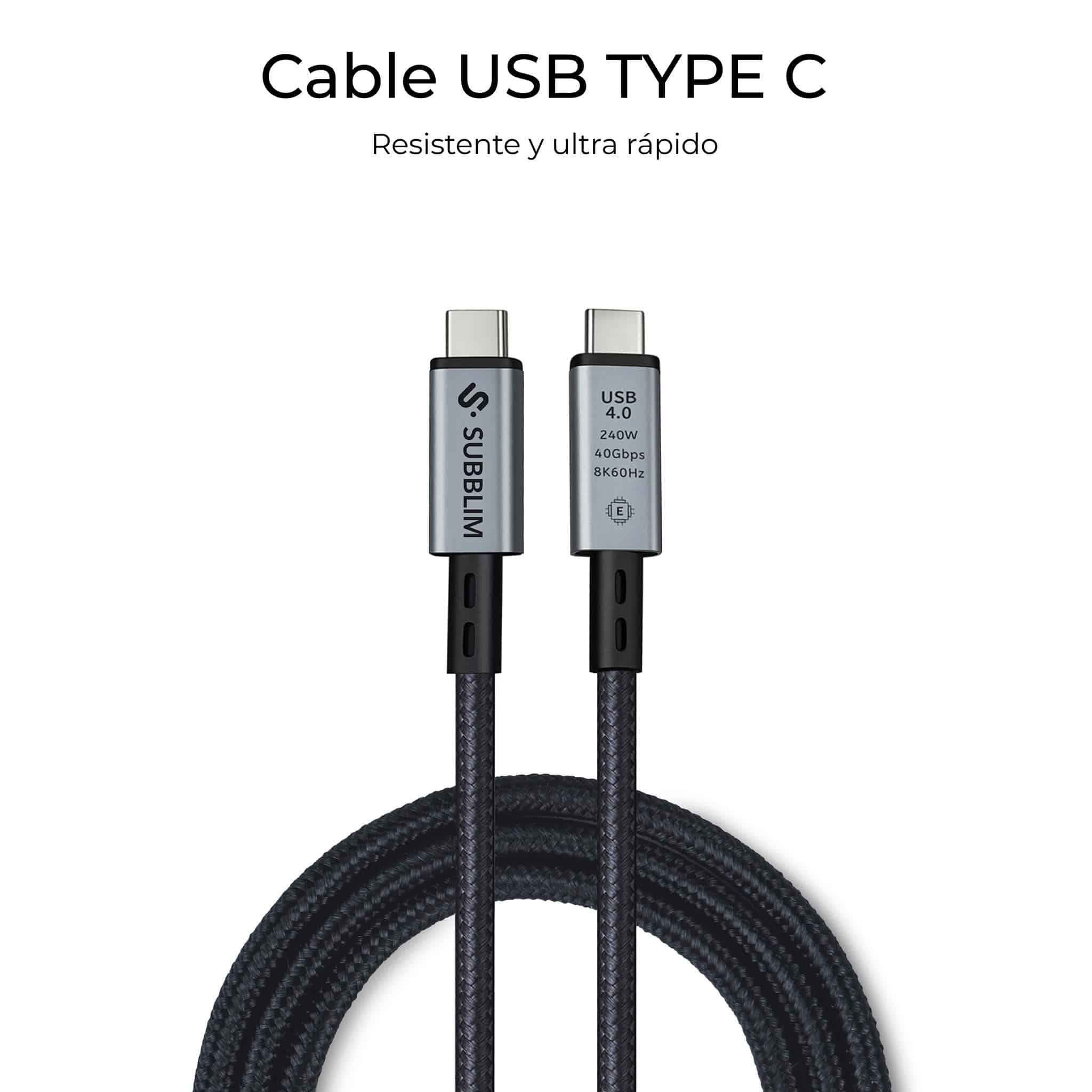 SUBBLIM CABLE HIGH 240w C-C USB4.0 8K 1,5m