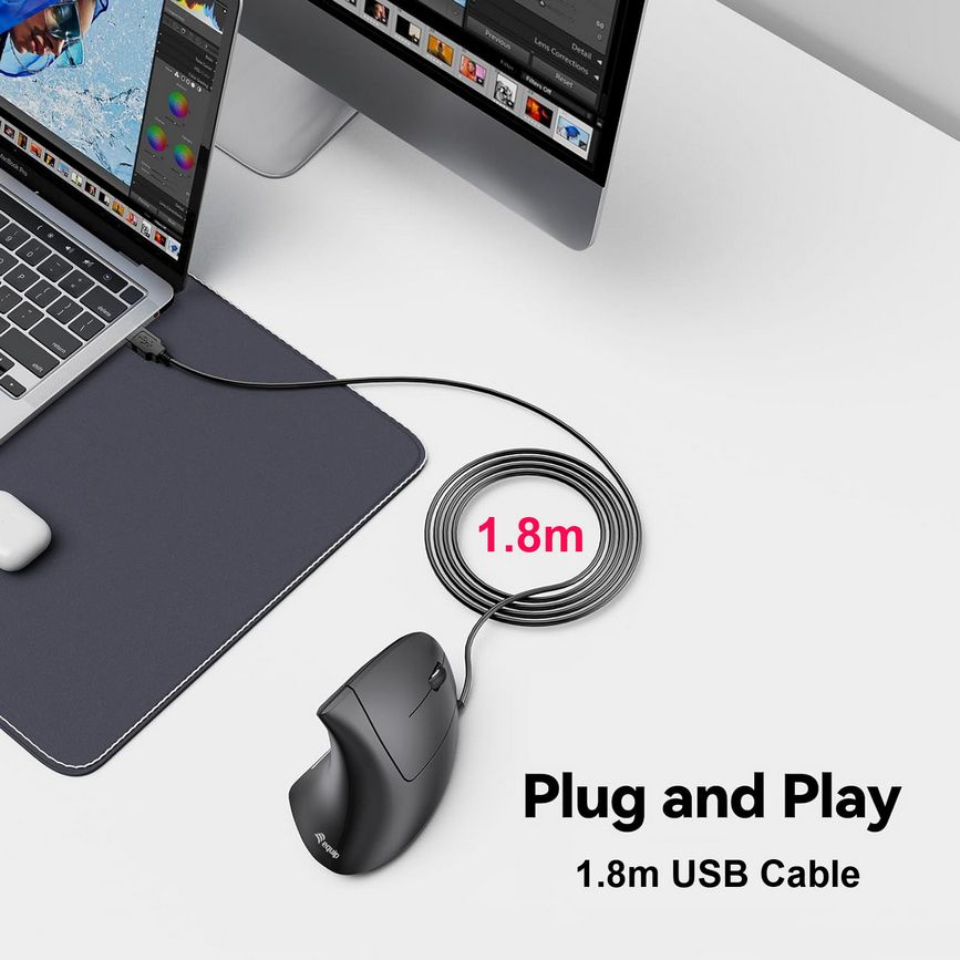 EQUIP Raton vertical ergonomico con cable USB-A