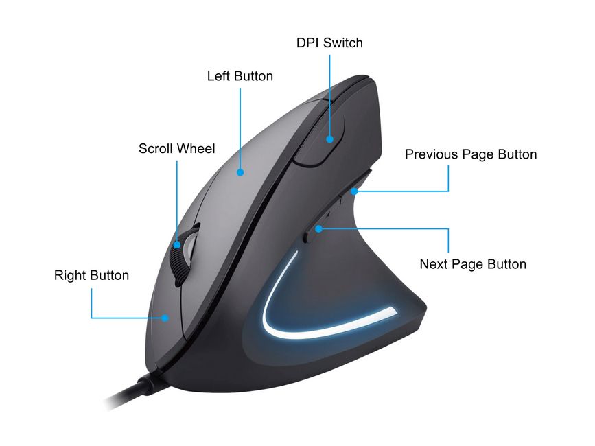 EQUIP Raton vertical ergonomico con cable USB-A