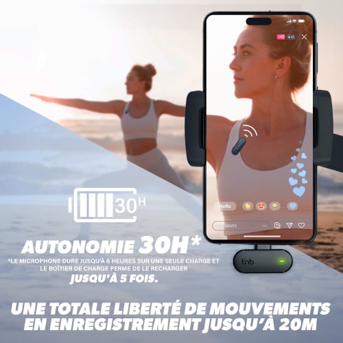 TNB Microfono lavalier inalambrico con estuche de carga - INFLUENCE PRO