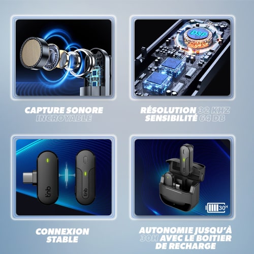 TNB Microfono lavalier inalambrico con estuche de carga - INFLUENCE PRO