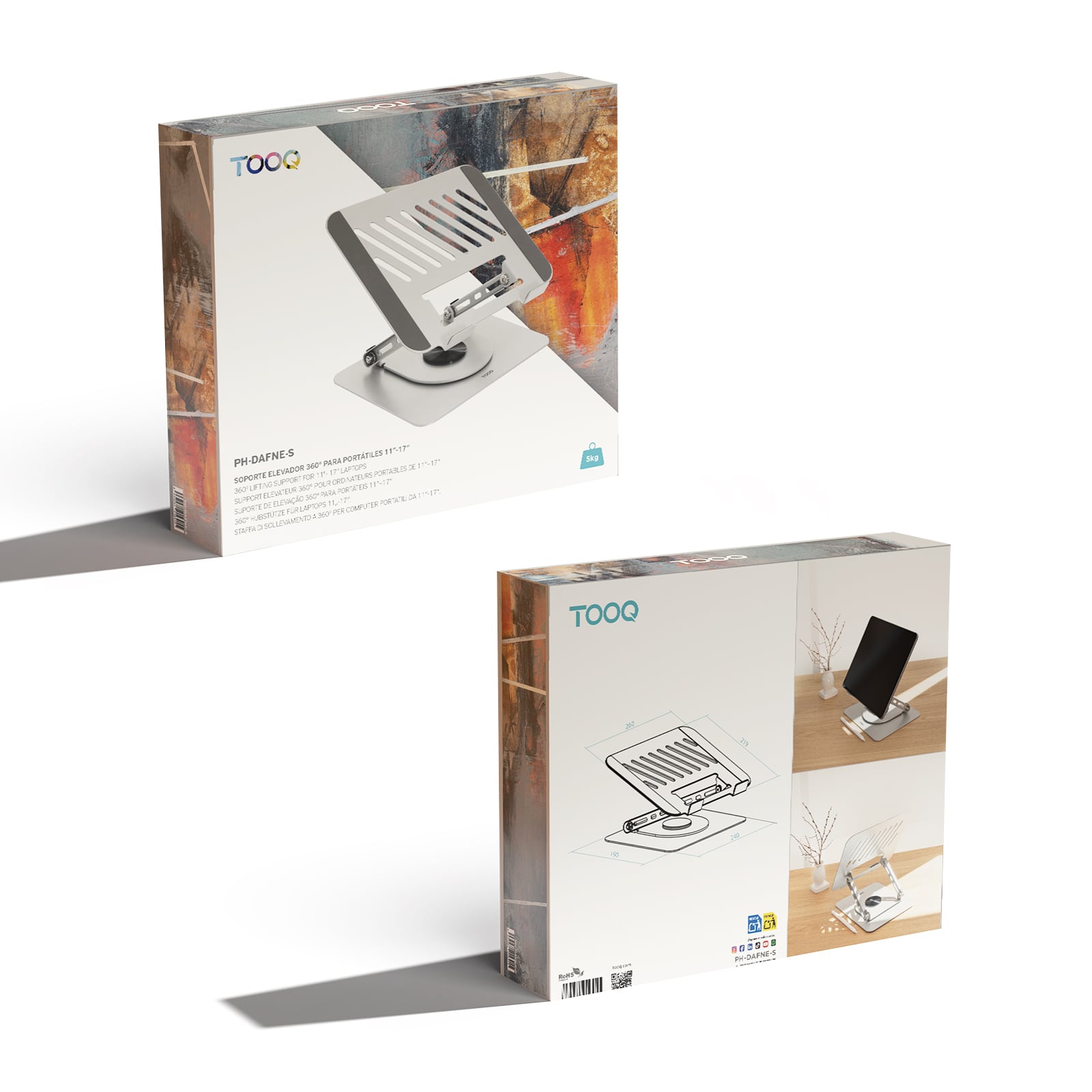 TOOQ SOPORTE PLEGABLE 360° DISPOSITIVOS 11-17",PLATA