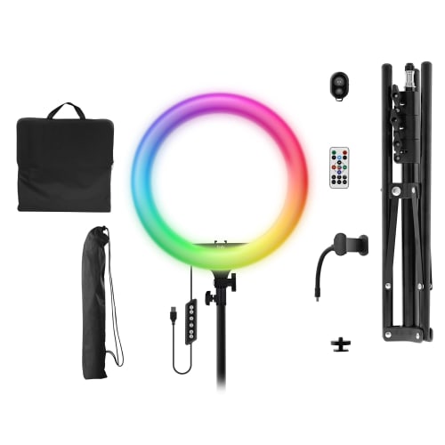 TNB INFLUENCE - 14" LED ring RGB+ tripod for studio - white/ black