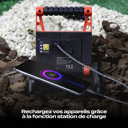 TNB XTREMWORK - Foco exterior LED con bateria externa 12W 1000 lum negro