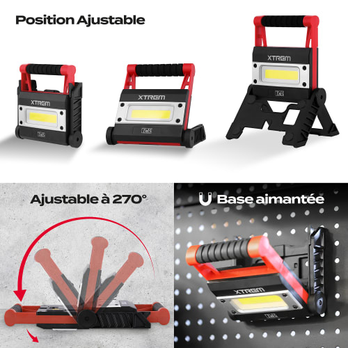 TNB XTREMWORK - Foco exterior LED con bateria externa 12W 1000 lum negro