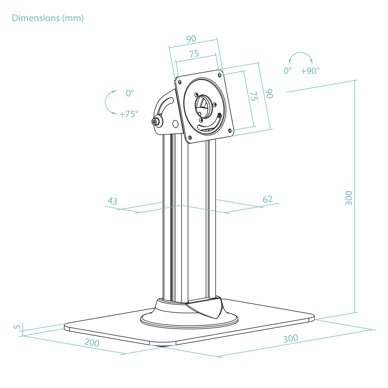 TOOQ SOPORTE MESA MARCO ANTIRROBO TABLET, NEGRO