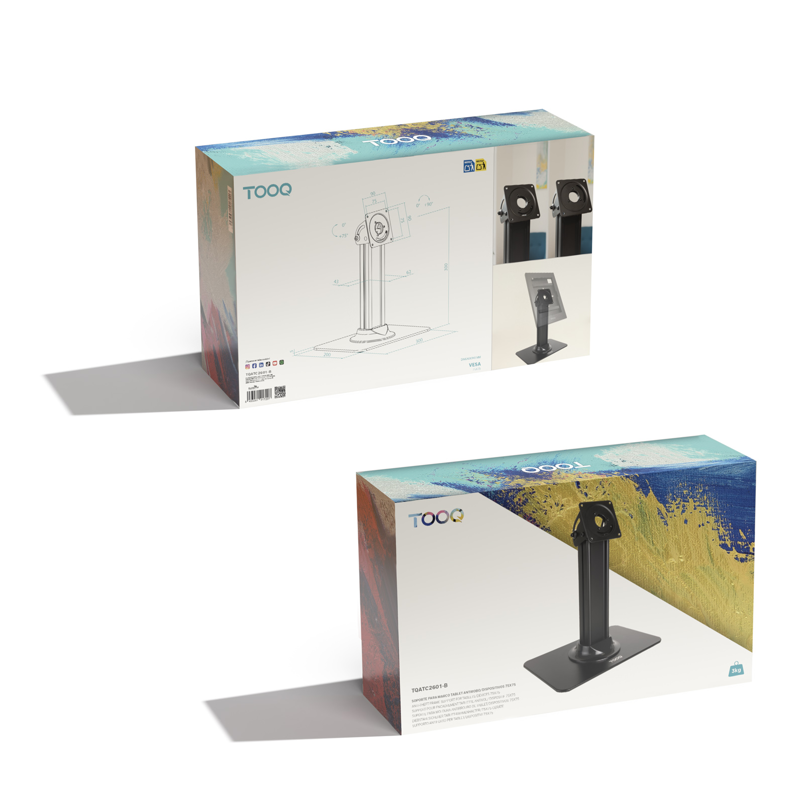 TOOQ SOPORTE MESA MARCO ANTIRROBO TABLET, NEGRO