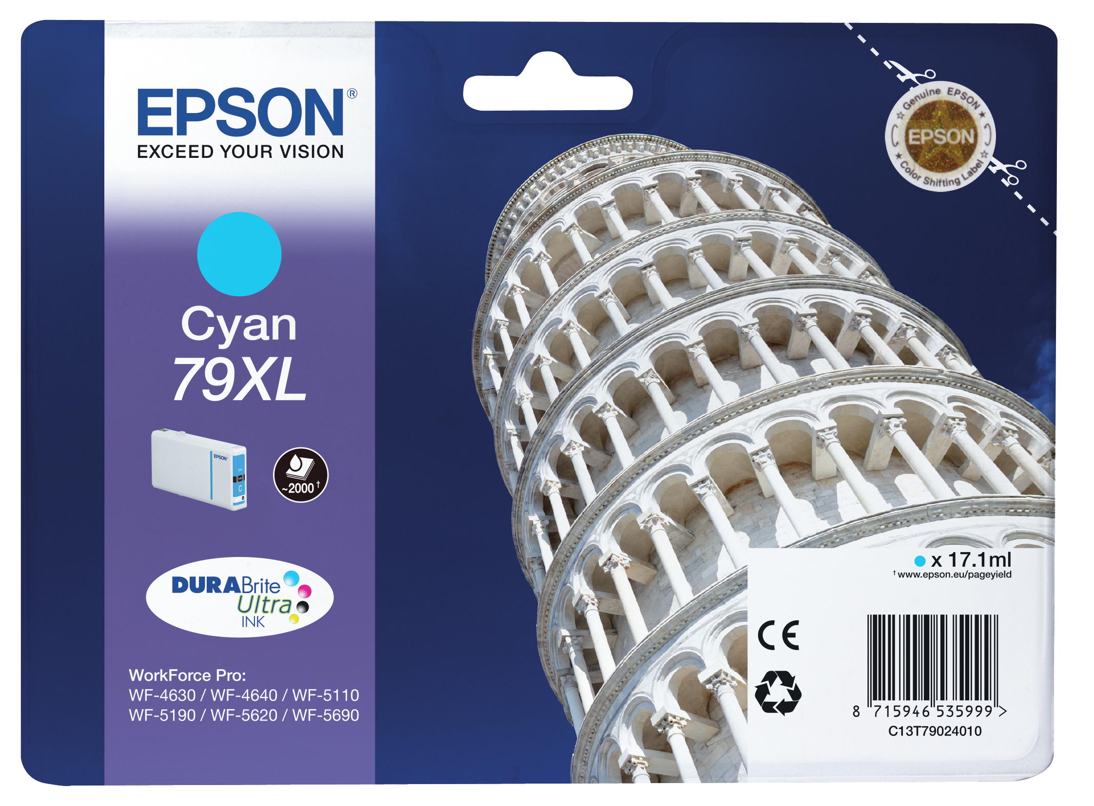 Epson Cartucho Cian 79XL 2000 paginas WorkForce Pro WF-5xxx Series