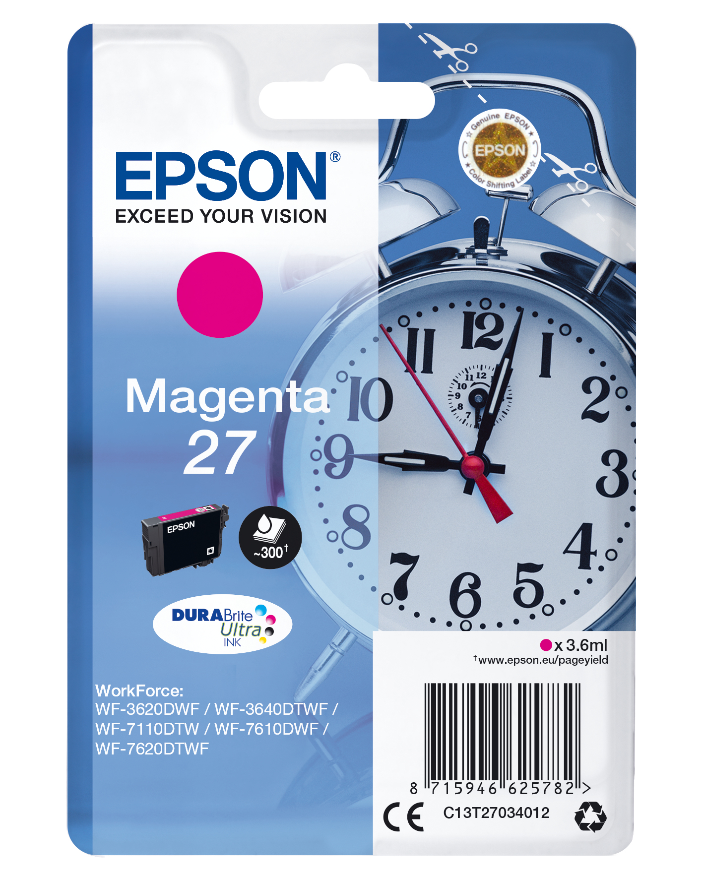 Epson WorkForce WF-3000 y WF-7000 Cartucho Magenta nº27