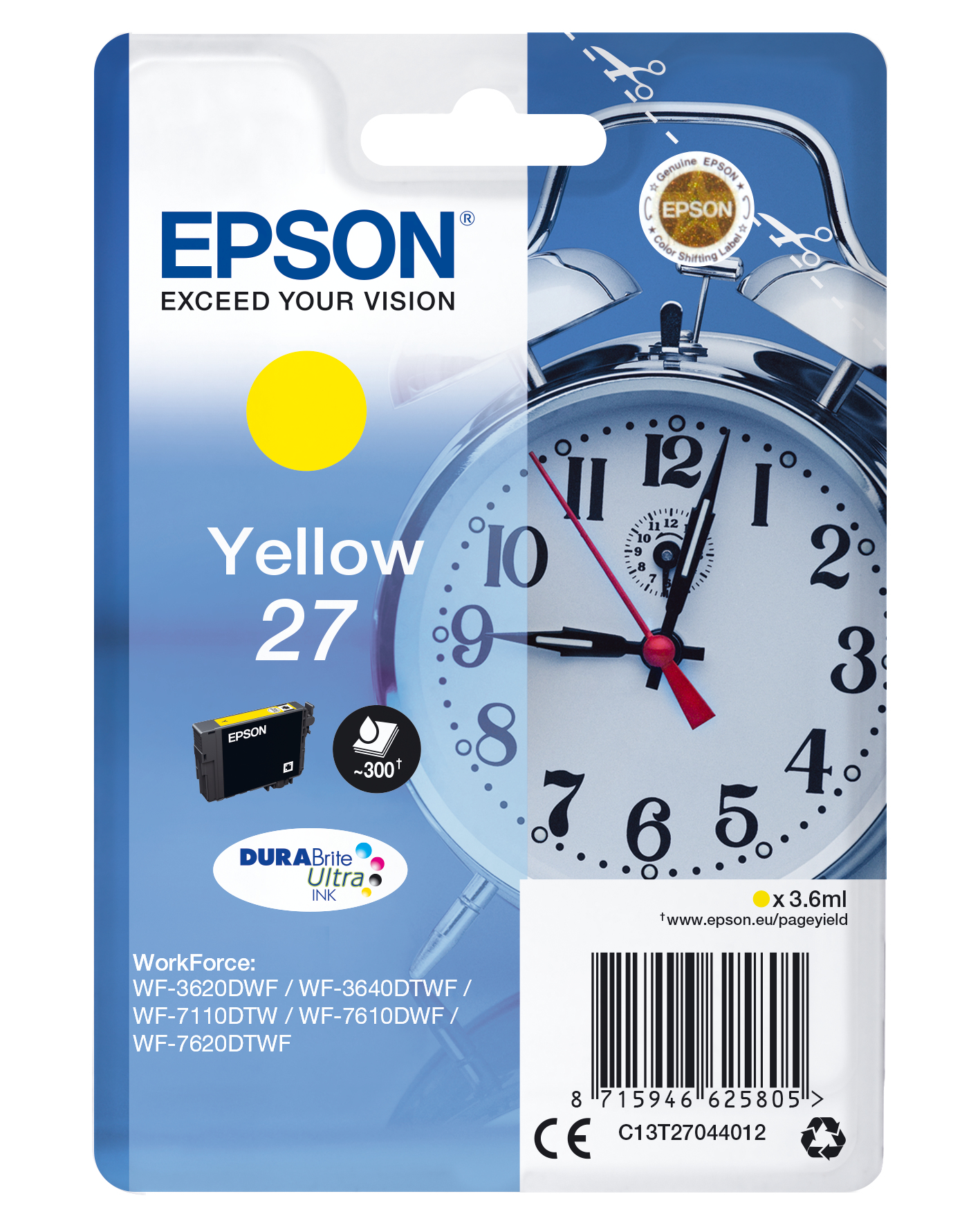 Epson WorkForce WF-3000 y WF-7000 Cartucho Amarillo nº27