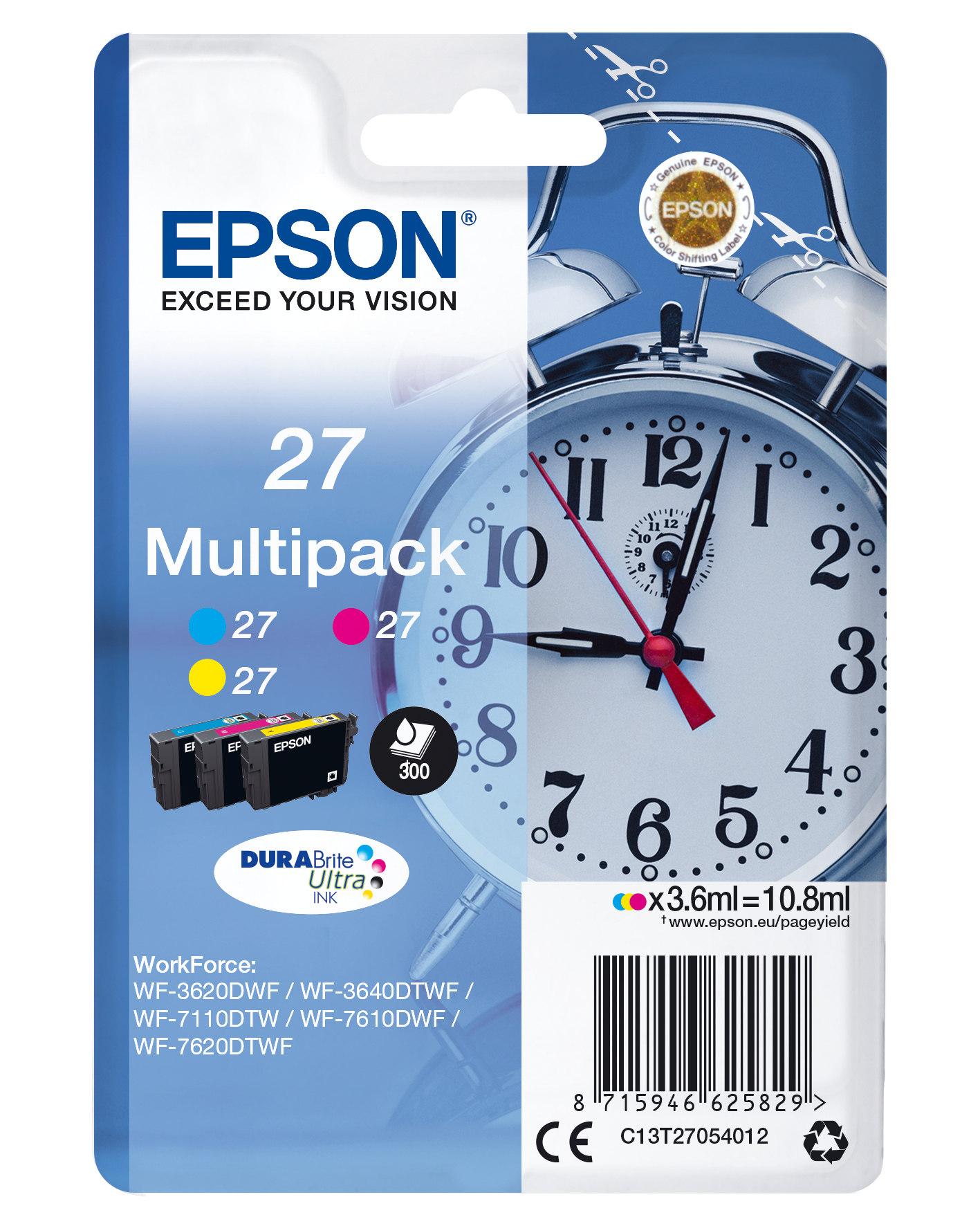 Epson WorkForce WF-3000 y WF-7000 Multipack nº27 Pack-3 Colores