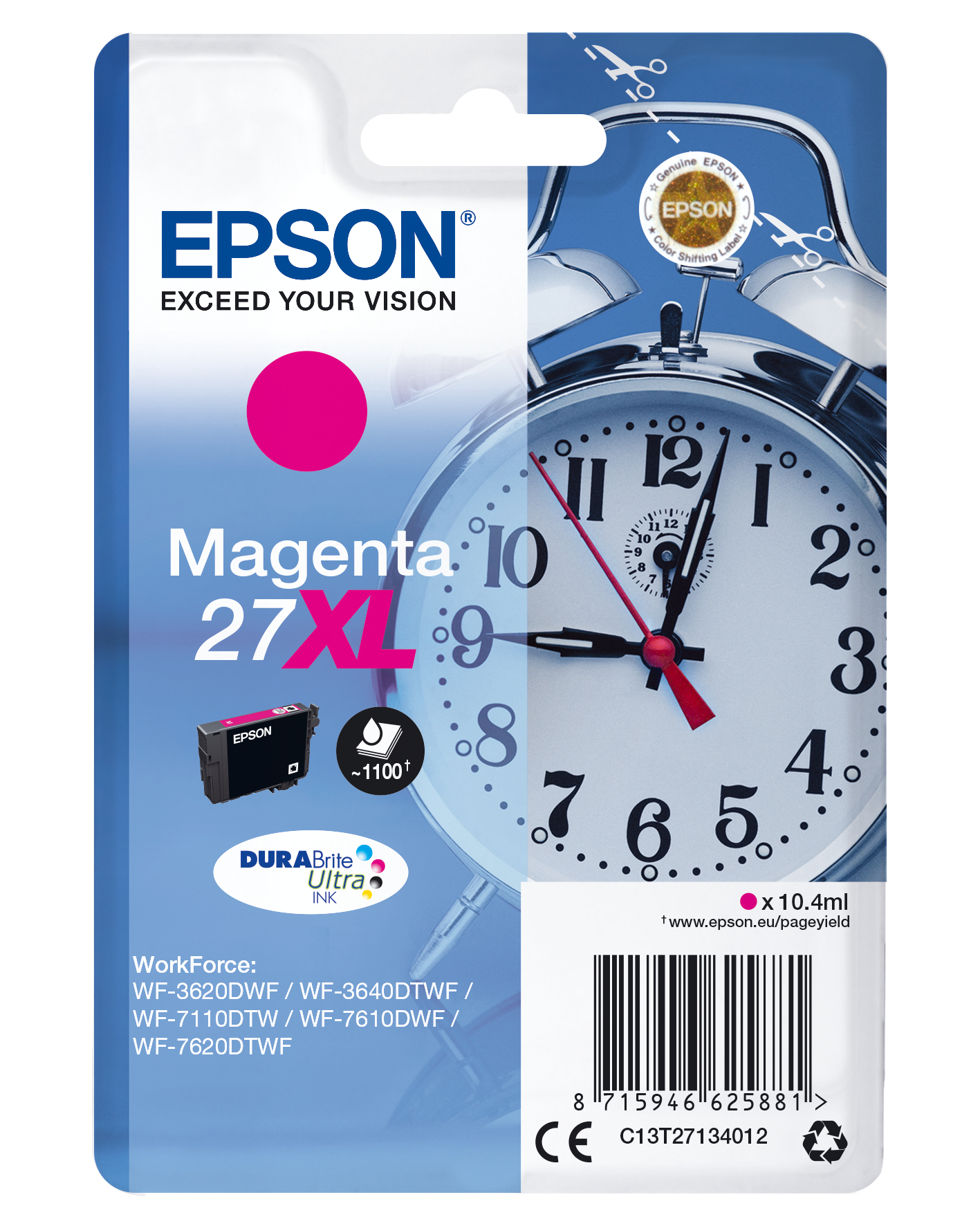 Epson WorkForce WF-3000 y WF-7000 Cartucho Magenta de Alta Capacidad nº27XL