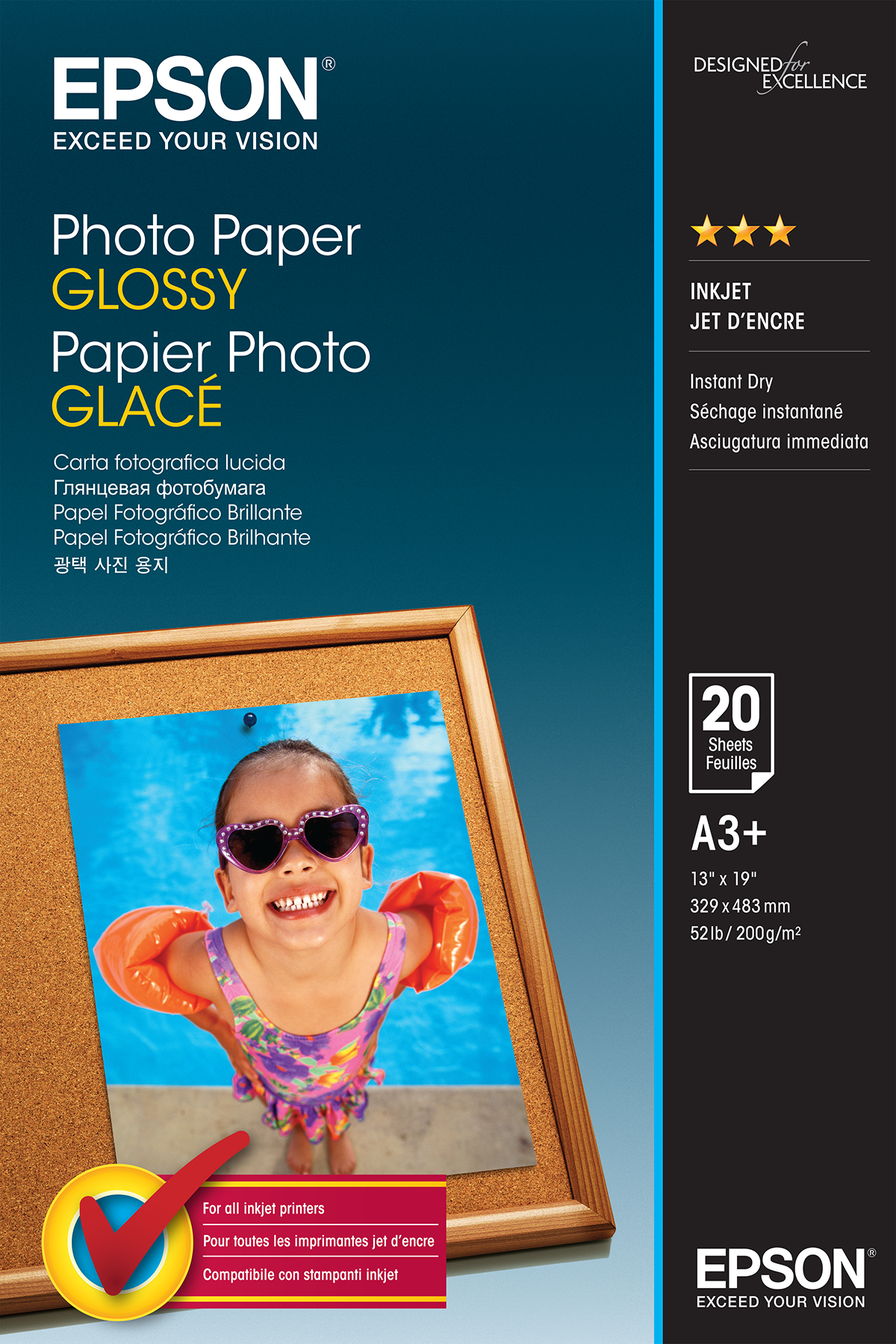 Epson Papel Photo Glossy A3+ 20 hojas 200 grs