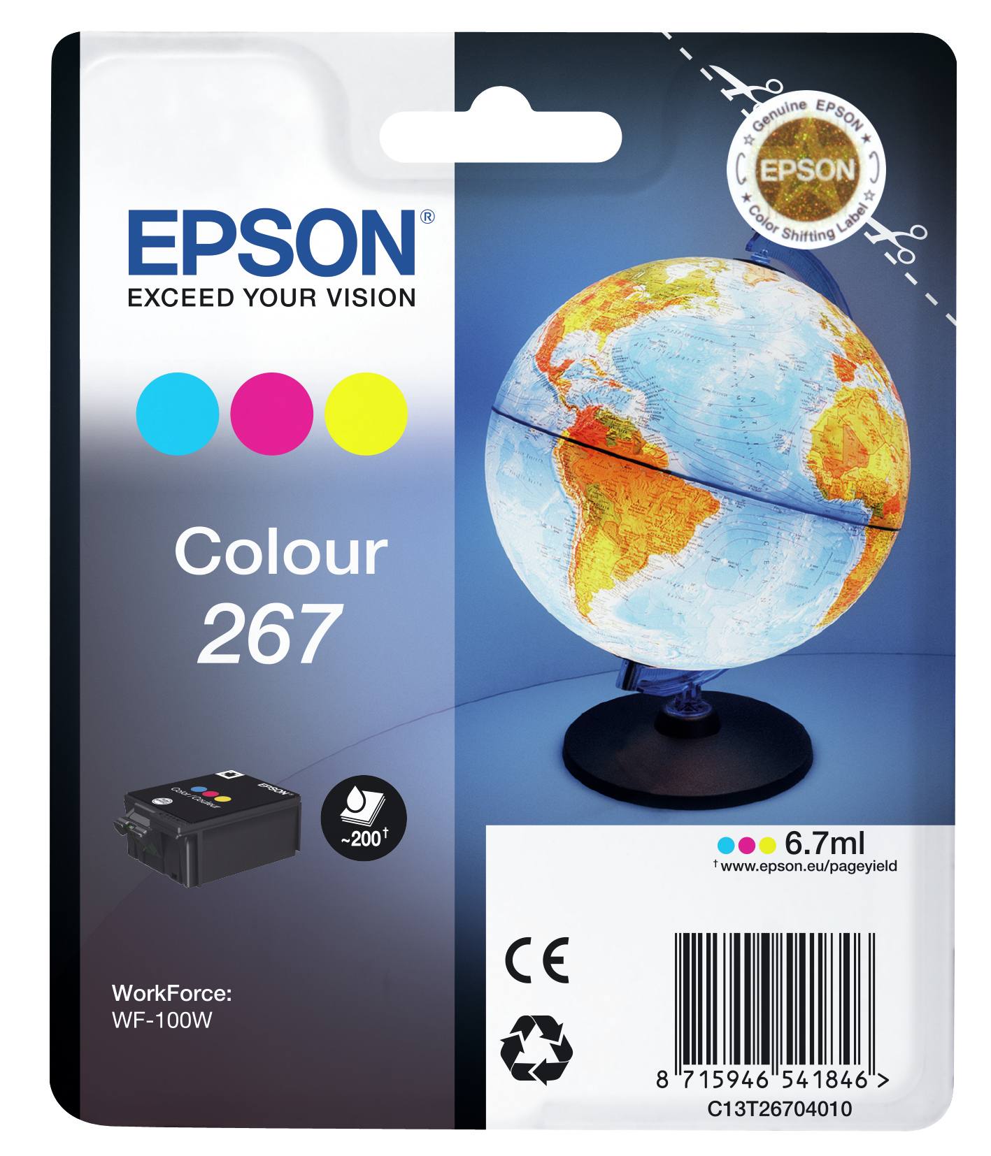 EPSON Singlepack Colour WF-100W 267 ink cartridge