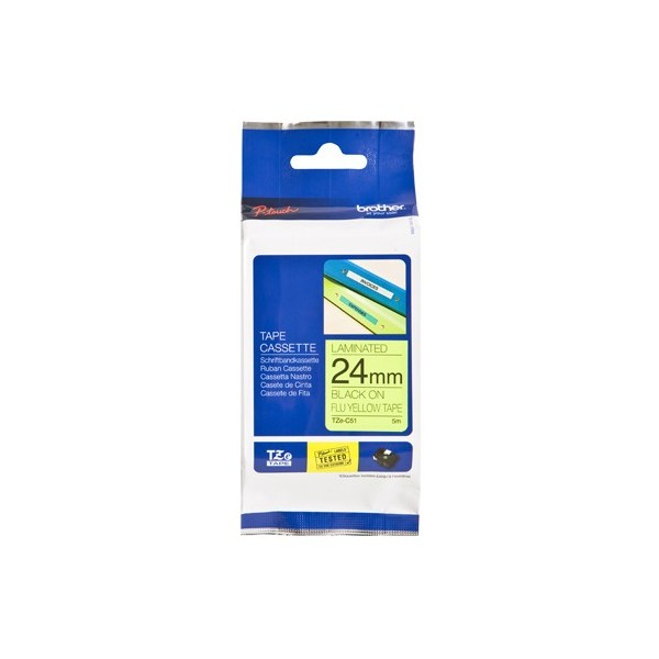 BROTHER Cinta laminada fluorescente/ amarillo/negro 24mm, 8m