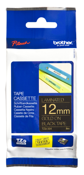BROTHER Cinta laminada negro/oro 12mm
