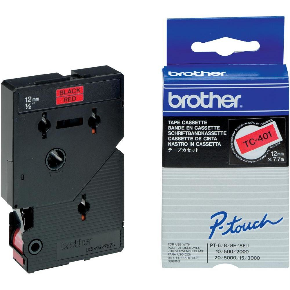 BROTHER Cinta laminada rojo/negro 12mm