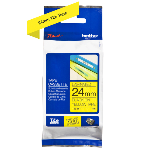 BROTHER Cinta laminada amarillo/negro 24mm
