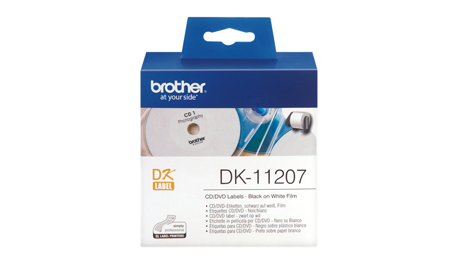 BROTHER Rollo de Etiquetas Plasticas para CD/DVD de 58mmx58mm de 100 Uds.