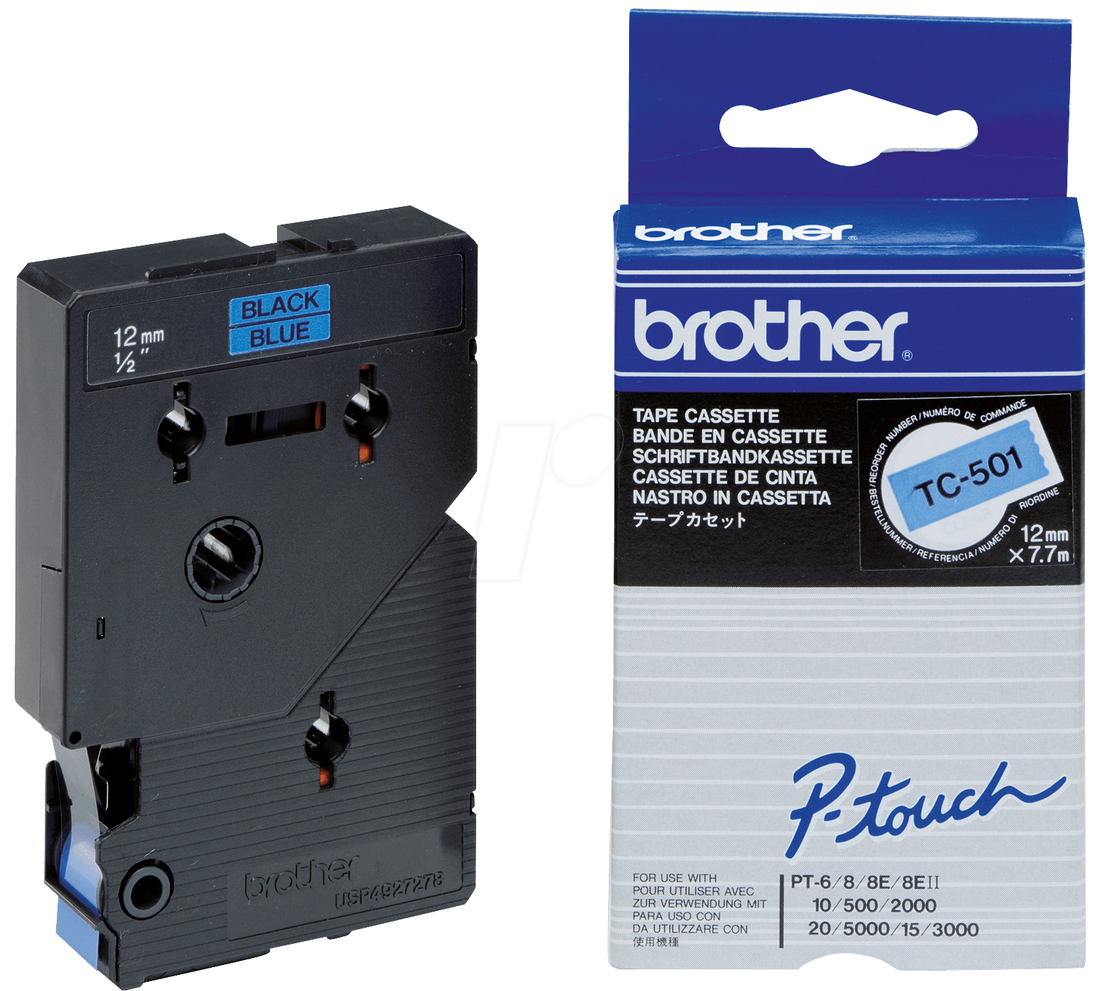 BROTHER Cinta laminada azul/negro 12mm