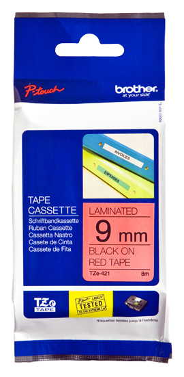 BROTHER Cinta laminada rojo/negro 9mm, 8m
